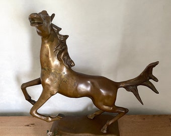 Brass Horse Statue, Brass Horse Figurine, Brass Horse, Vintage Horse, Vintage Decor, Farmhouse Decor, Antique Decor, Rustic Decor