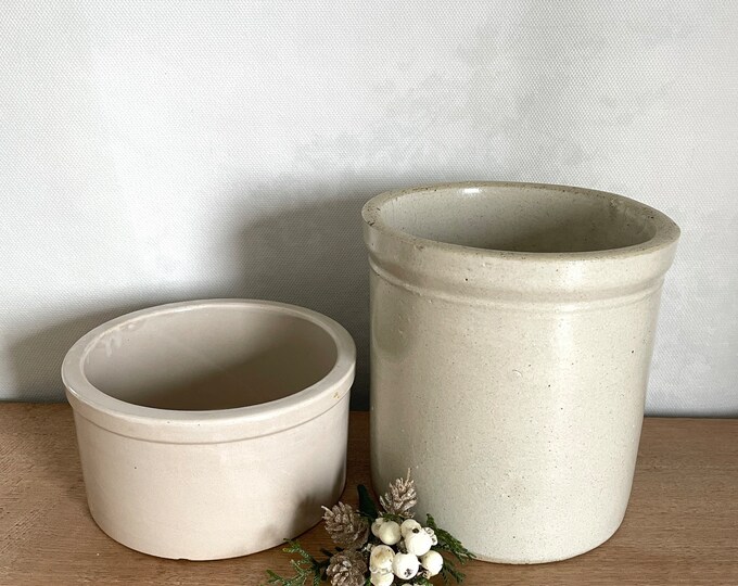 White Crock Stoneware Crock Crock Utensil Crock Antique Etsy