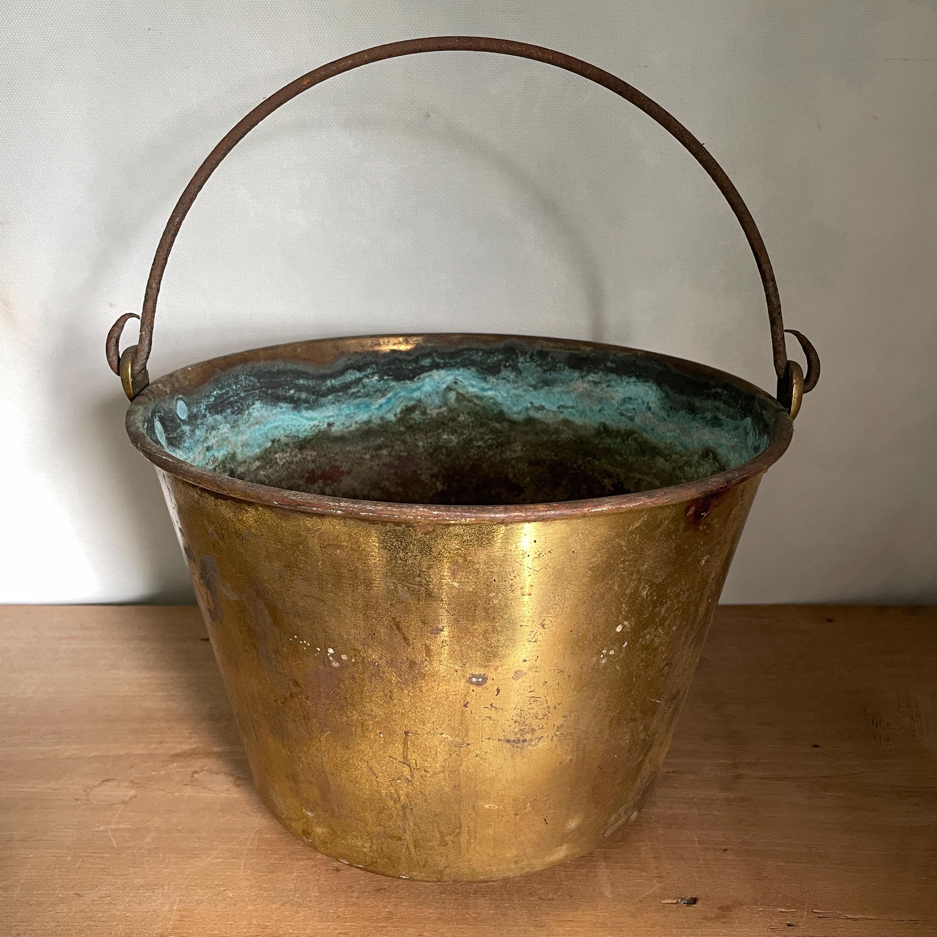 アンティーク真鍮バケツ、ヴィンテージ真鍮バケツ、フレンチカントリー