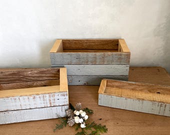Reclaimed Wood Mini Wood Crate Small Wooden Box Utensil Holder French Country Antique House Decor Coffee Table Decor Shelf Decor Mason Jar