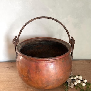 Copper Bucket, Vintage Copper Pot, Copper Pot, French Country, Copper Pail, Copper Planter, Kitchen Decor,