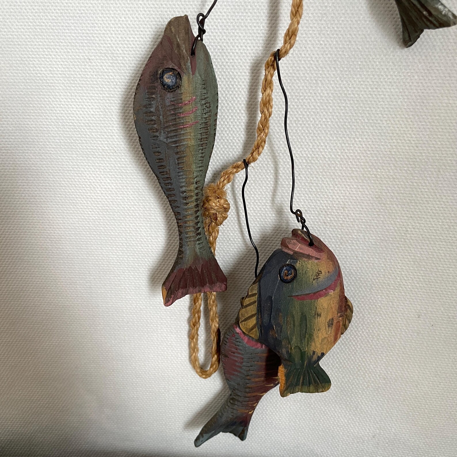 String of Fish String of Wood Fish Hand Carved Wood Fish Decoy Vintage ...