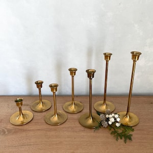 Set of 7 Vintage Brass Candlestick, Vintage Candlesticks, Brass Candlesticks, Candlesticks, Vintage Brass, Vintage Decor, Farmhouse Decor