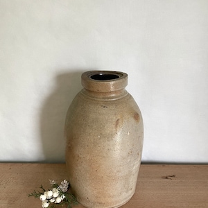 Salt Glazed Stoneware Jar Pottery Vase Utensil Crock Stoneware Pottery Crock Rustic Vase Farmhouse Crock Kitchen Organization Pottery Crock