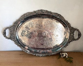 Silver Tray, Silver Serving Tray, Coffee Table Decor, Side Table Decor, Vintage Tray, Vintage Decor, Antique Decor