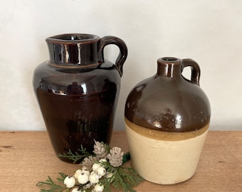 Pichet en grès vintage - Déco de cuisine de ferme rustique - Vase en poterie primitive