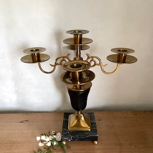 Brass Candelabra, Black Candelabra, Vintage Candelabra, Brass Candlestick Holder, Vintage Candlestick, Vintage Decor, Antique Decor