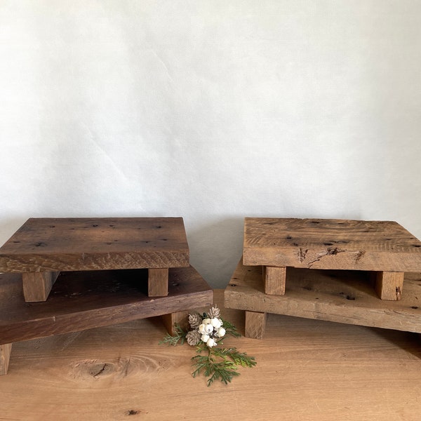 Reclaimed Wood Riser Wood Plant Stand Vanity Tray Coffee Table Tray Charcuterie Board Display Stand Wooden Tray Cupcake Stand Pedestal Stand