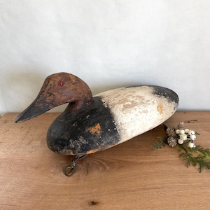 Hand Carved Wood Duck Decoy Glass Eyes, Vintage Wood Duck Decoy, Wood Duck, Antique Decor, Cabin Decor
