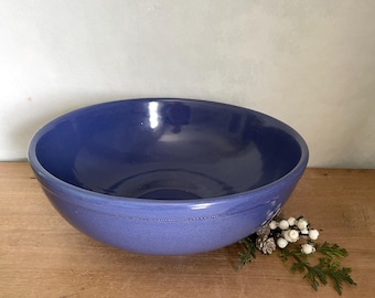 Vintage Blue Ceramic Bowl – Minimalist Cottage Decor | Rustic Shelf Accent