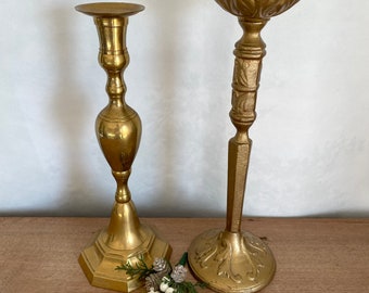 Vintage Kerzenständer, Vintage Kerzenhalter, Kerzenständer aus Messing, Leuchter aus Gusseisen, Vintage Leuchter aus Messing, Leuchter aus goldfarbenem Metall