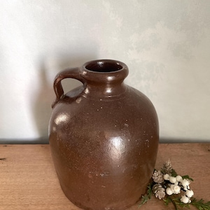 Wide Mouth Stoneware Jug, Kitchen Decor, Stoneware Jug, Brown Jug, Brown Stoneware Jug, Primitive Decor, Vintage Decor, Antique