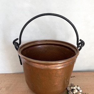 Copper Bucket, Vintage Copper Pot, Copper Pot, French Country, Copper Pail, Copper Planter, Kitchen Decor,