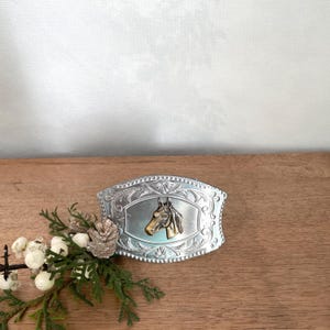 Silver and Brass Horse Belt Buckle Country Belt Buckle Equestrian Gifts Horse Lover Vintage Accessories Vintage Wardrobe