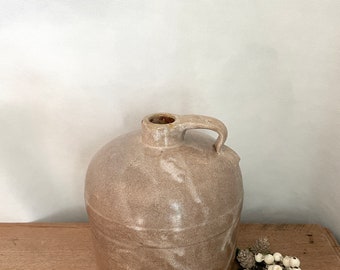 Vintage Stoneware Jug - Rustic Farmhouse Kitchen Decor - Primitive Pottery Vase