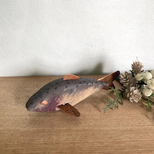 Wood Fish Decoy Figurine Handcarved Wood Decoy Handpainted Fish Decoy Wood Sculpture Cabin Decor Vintage Style