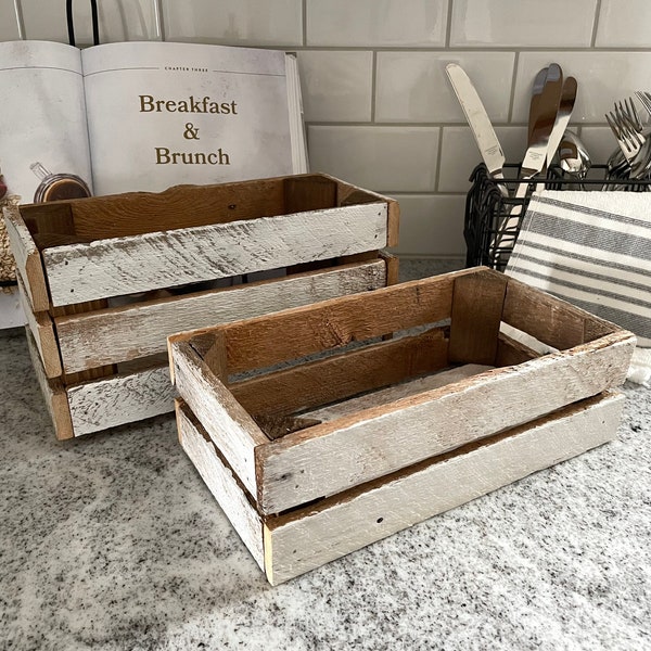 Handmade Wood Crate, Handmade Wood Box, Rustic Wood, Reclaimed Wood Box, Rustic Crate, Rustic Box, White Box, Farmhouse, Boho