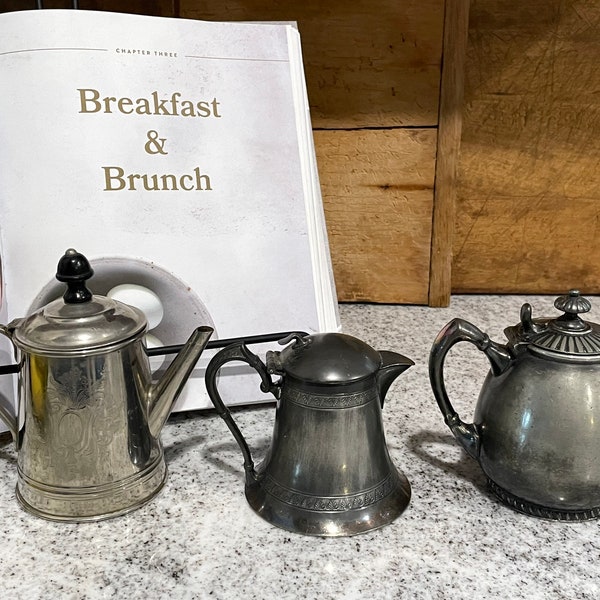 Vintage Creamer, Vintage Pitcher, Vintage Silver Pot, Silver Creamer, Silver Pitcher, Kitchen Decor, Vintage Decor, Antique Decor, Farmhouse