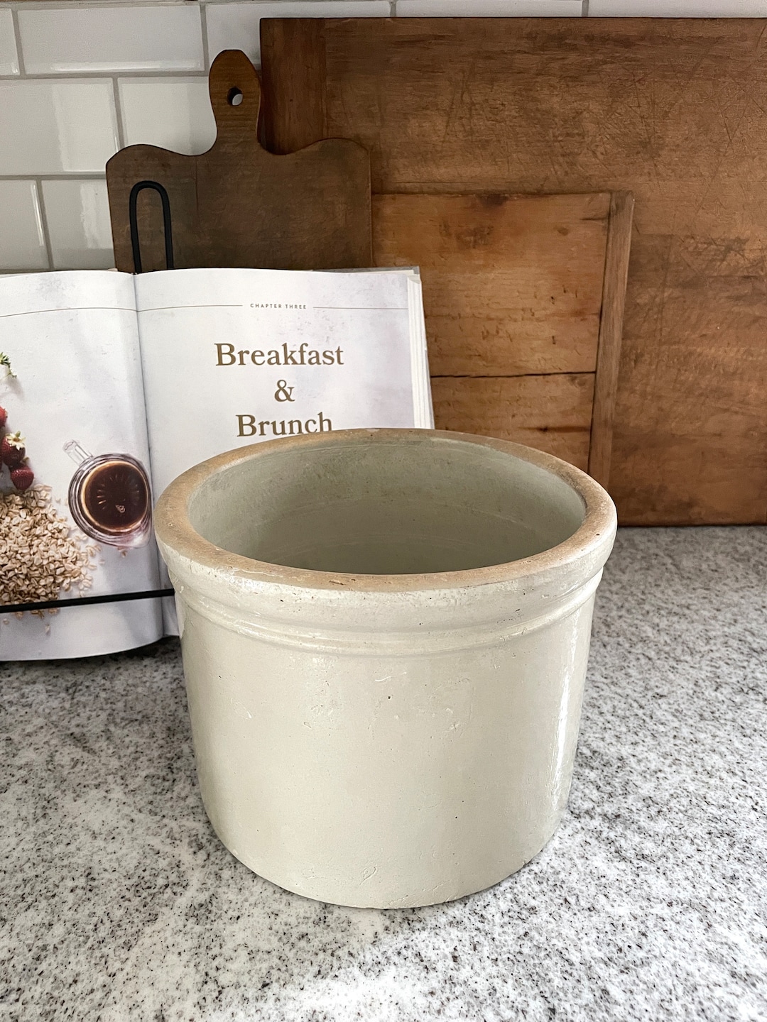 Antique Stoneware Crock, Utensil Crock, Kitchen Decor, Crock, Antique ...