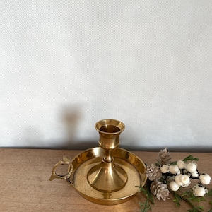 Brass Chamber Candlestick, Brass Candlestick, Brass Candlestick Holder, Brass Chamberstick, Vintage Brass Candlestick, Home Decor, Farmhouse