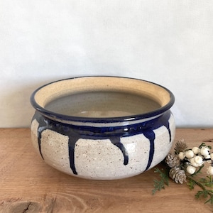 Handmade Glazed Pottery Bowl Studio Pottery Decorative Bowl Blue and White Pottery Bowl Pottery Vase Signed Shelf Decor Coffee Table Decor