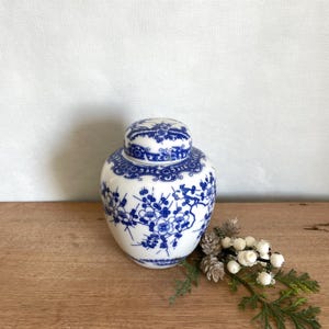 Small Blue and White Canister, Ceramic Canister, Floral Canister, Vintage Canister, Blue and White Ceramic, French Country Decor