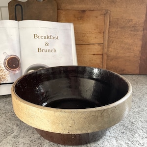 Salt Glazed Stoneware Bowl, Antique Mixing Bowl, Stoneware Bowl, Brown Bowl, Two Tone Stoneware Bowl, Vintage Stoneware Bowl, Kitchen Decor