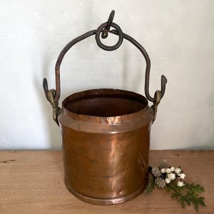 Hanging Copper Bucket, Vintage Copper Pot, Copper Pot, French Country, Copper Pail, Copper Planter, Kitchen Decor,