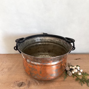 Copper Bucket, Vintage Copper Pot, Copper Pot, French Country, Copper Pail, Copper Planter, Kitchen Decor,