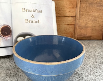 Blue Stoneware Bowl, Vintage Bowl, Stoneware Bowl, Vintage Blue Bowl, Vintage Stoneware Bowl, Primitive, Antique, Kitchen Decor, Farmhouse