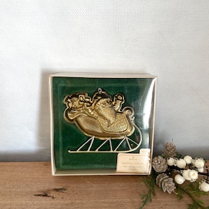 Vintage Ornament Santa Sleigh Vintage Christmas Ornament Gold Decor Vintage Ornament Presents