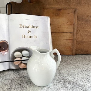 White Pitcher, Small White Pitcher, Vintage Pitcher, Kitchen Pitcher, Kitchen Decor, Farmhouse Kitchen Pitcher, Farmhouse Kitchen Decor