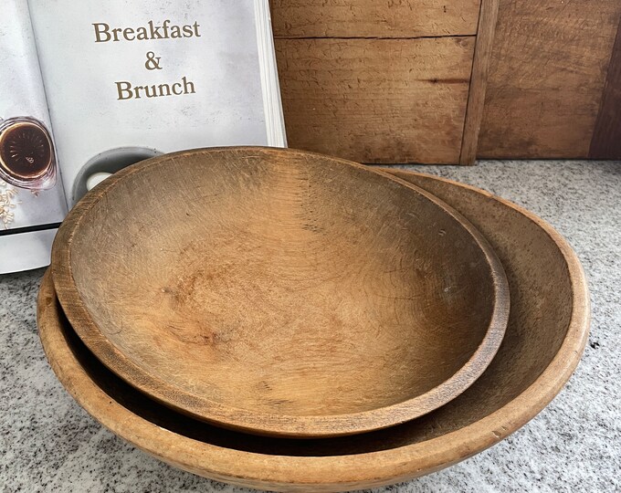 Set of Wood Bowls, Dough Bowl, Bread Bowl, Primitive, Vintage Bowl