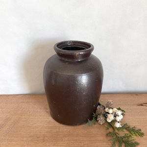 Stoneware Crock Jar, Stoneware Vase, Kitchen Decor, Vintage Decor, Antique Decor, Antique Stoneware, Brown Stoneware Crock, Stoneware Jar