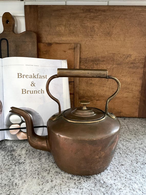 Copper Tea Kettle, Vintage Tea Kettle, Copper Kitchen Decor