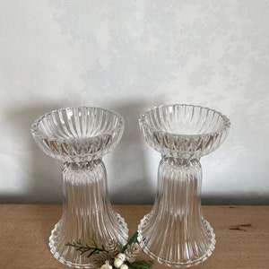 Glass Candlestick, Vintage Candlesticks, Vintage Glass Candlesticks, European Candlestick Holders, Vintage Decor