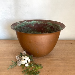 Pierre Vergnes 48cm Copper Mixing Bowl Hammered- 2 Handles- X-Large -  French Copper Studio