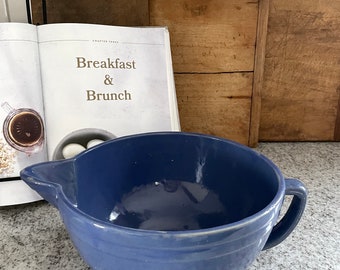 Blue Stoneware Batter Bowl, Stoneware Mixing Bowl, Vintage Bowl, Stoneware Bowl, French Country Kitchen, Antique Decor