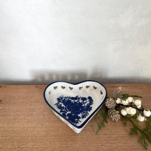 Blue and White Ring Dish Heart Plate Trinket Tray Blue and White Ceramic Small Tray Small Plate Cottagecore Decor