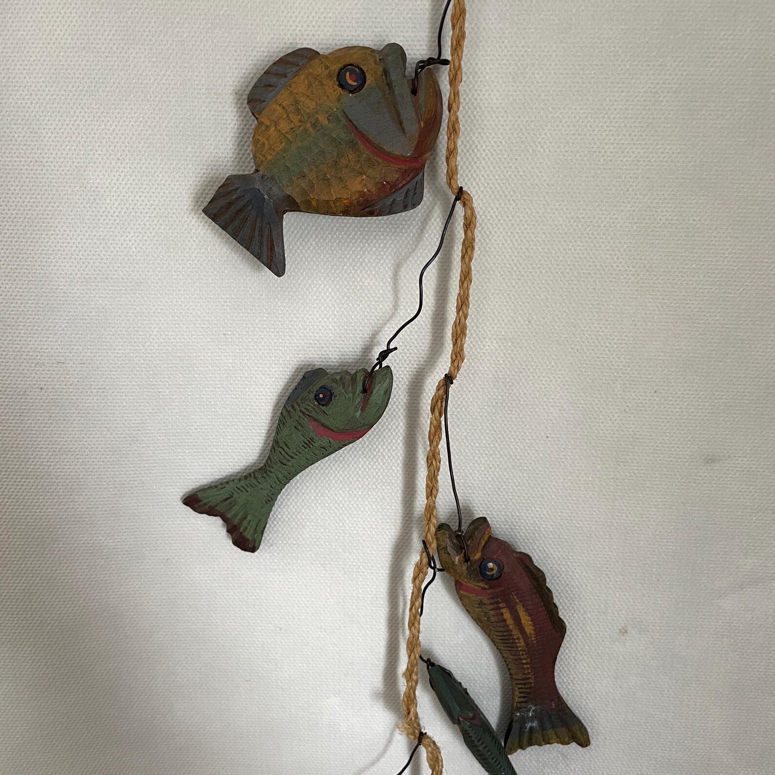 String of Fish String of Wood Fish Hand Carved Wood Fish Decoy Vintage ...