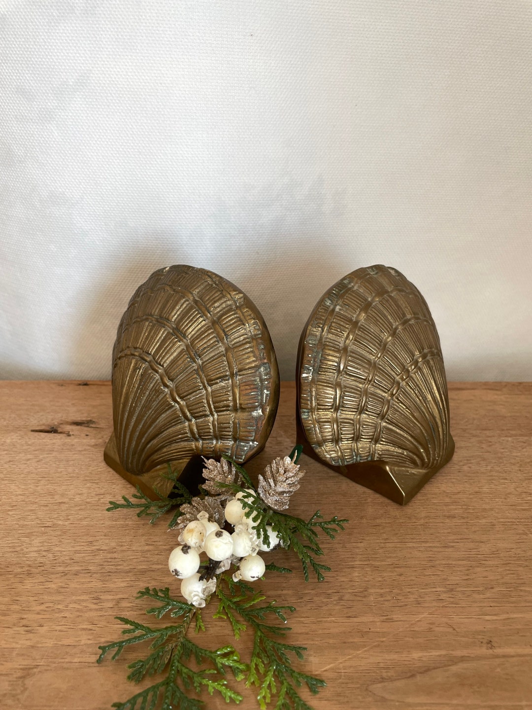 Brass Shell Bookends Brass Bookends Shell Bookends Vintage Etsy
