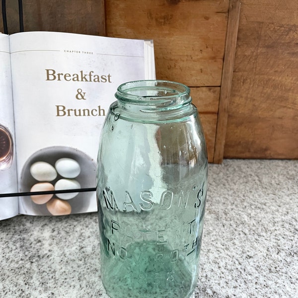 Mason Jar 1858 Glass Kitchen Canister Glass Vase French Country Jar Kitchenware Vintage Glassware Unique Glass Vase Collectible Jar