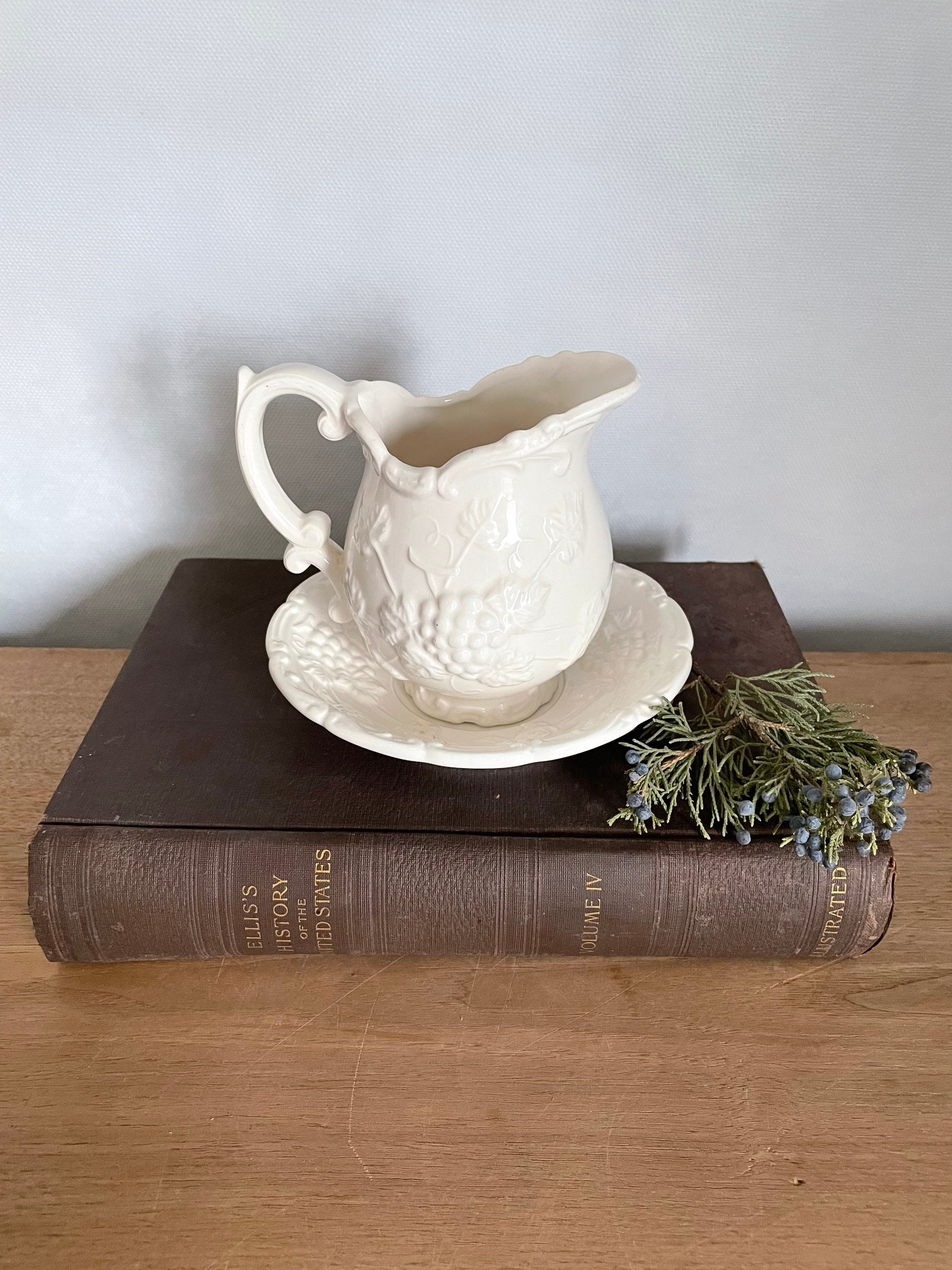 Small White Pitcher and Bowl White Pitcher Vintage White Etsy