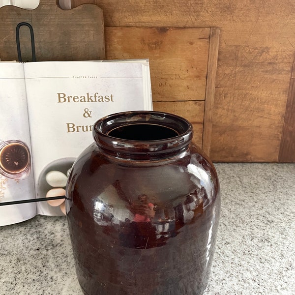 Stoneware Crock Jar, Stoneware Crock, Kitchen Decor, Vintage Decor, Antique Decor, Antique Stoneware, Brown Stoneware Crock, Stoneware Jar