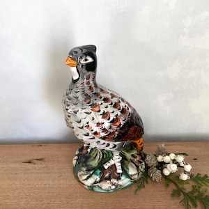European Ceramic Quail Figurine Italian Quail Statue Vintage Shelf Decor Cottagecore Decor Cabin Decor Rustic Decor Hunting Decor