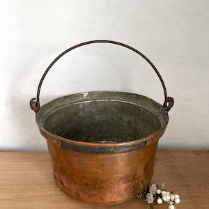 Copper Bucket, Vintage Copper Pot, Copper Pot, French Country, Copper Pail, Copper Planter, Kitchen Decor,