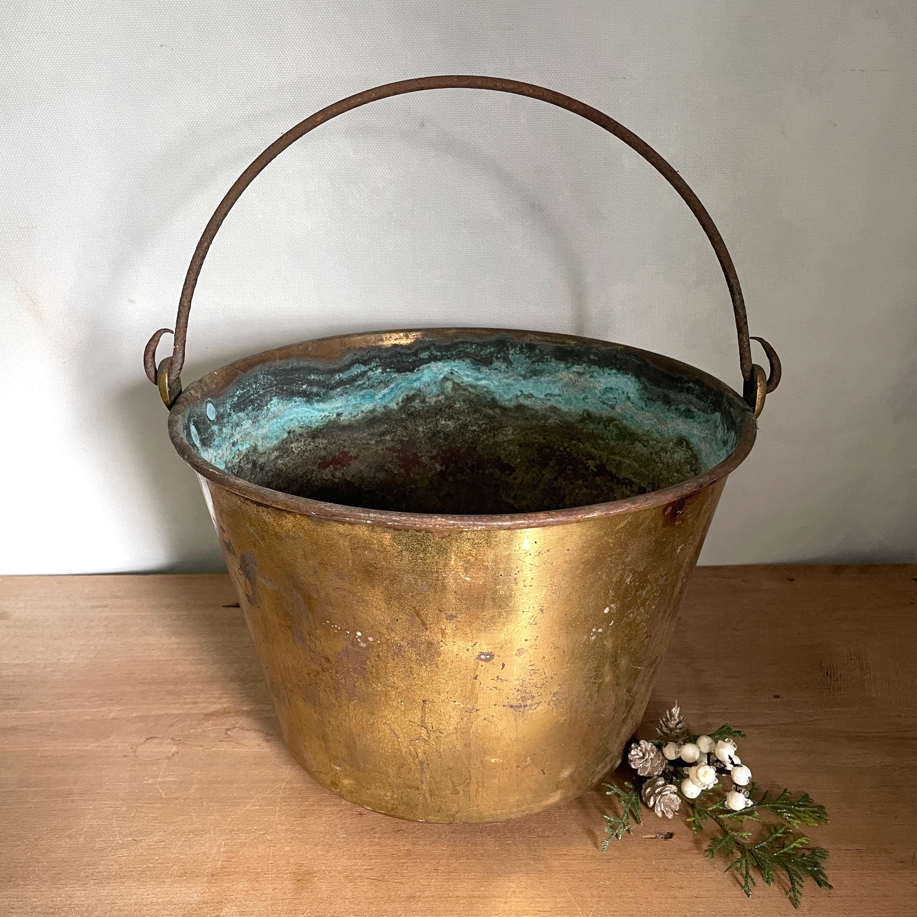 アンティーク真鍮バケツ、ヴィンテージ真鍮バケツ、フレンチカントリー