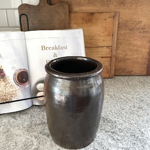 Stoneware Crock Jar, Stoneware Vase, Kitchen Decor, Vintage Decor, Antique Decor, Antique Stoneware, Brown Stoneware Crock, Stoneware Jar