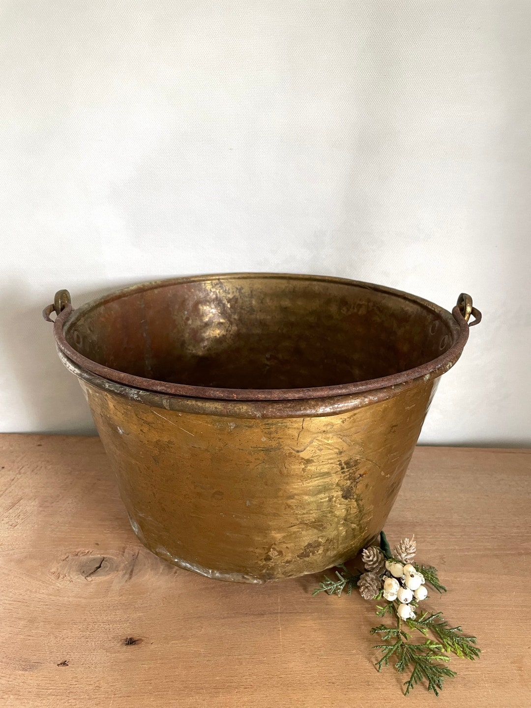 Brass Pot, Brass Bucket, Vintage Brass Pot, Vintage Brass Bucket