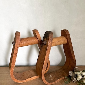 Pair of Wood Stirrups Vintage Saddle Stirrup Vintage Horse Equestrian Decor Western Decor Cabin Decor
